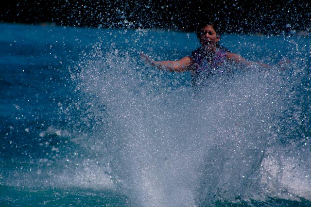 The end of Meggie's waterskiing adventure