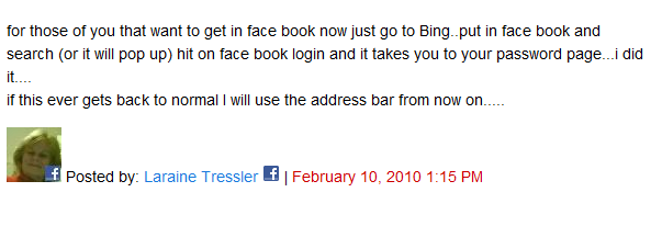 Facebook Login Bing